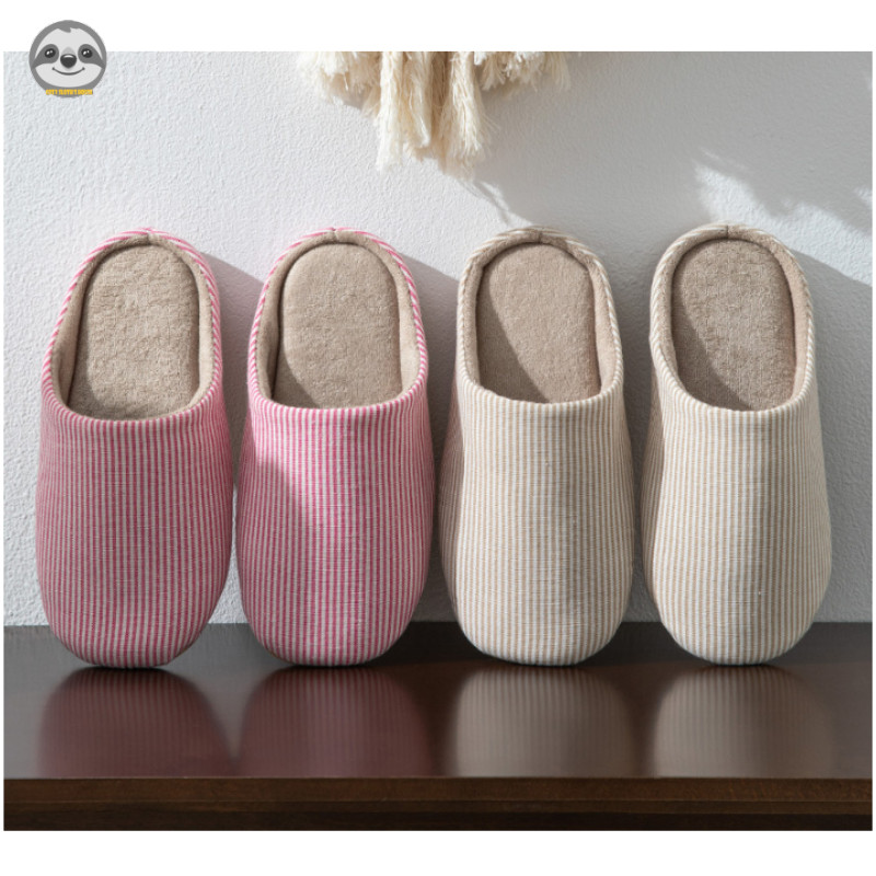 Phong cách Nhật Bản Phong cách Muji / Nam Nữ Dép Cotton sọc màu trơn trong nhà / Dép ấm sàn gỗ gia đình