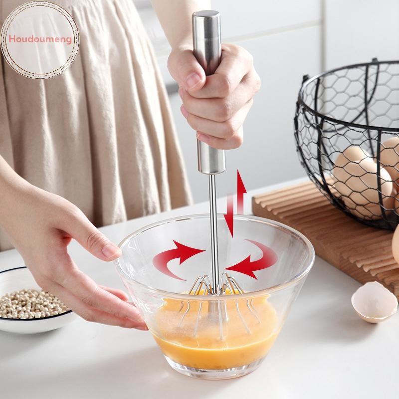 Máy đánh trứng bằng thép không gỉ Hodou 304 Máy đánh trứng bán tự động Máy trộn tay tự xoay Máy khuấy trứng Phụ kiện nhà bếp Dụng cụ trứng VN
