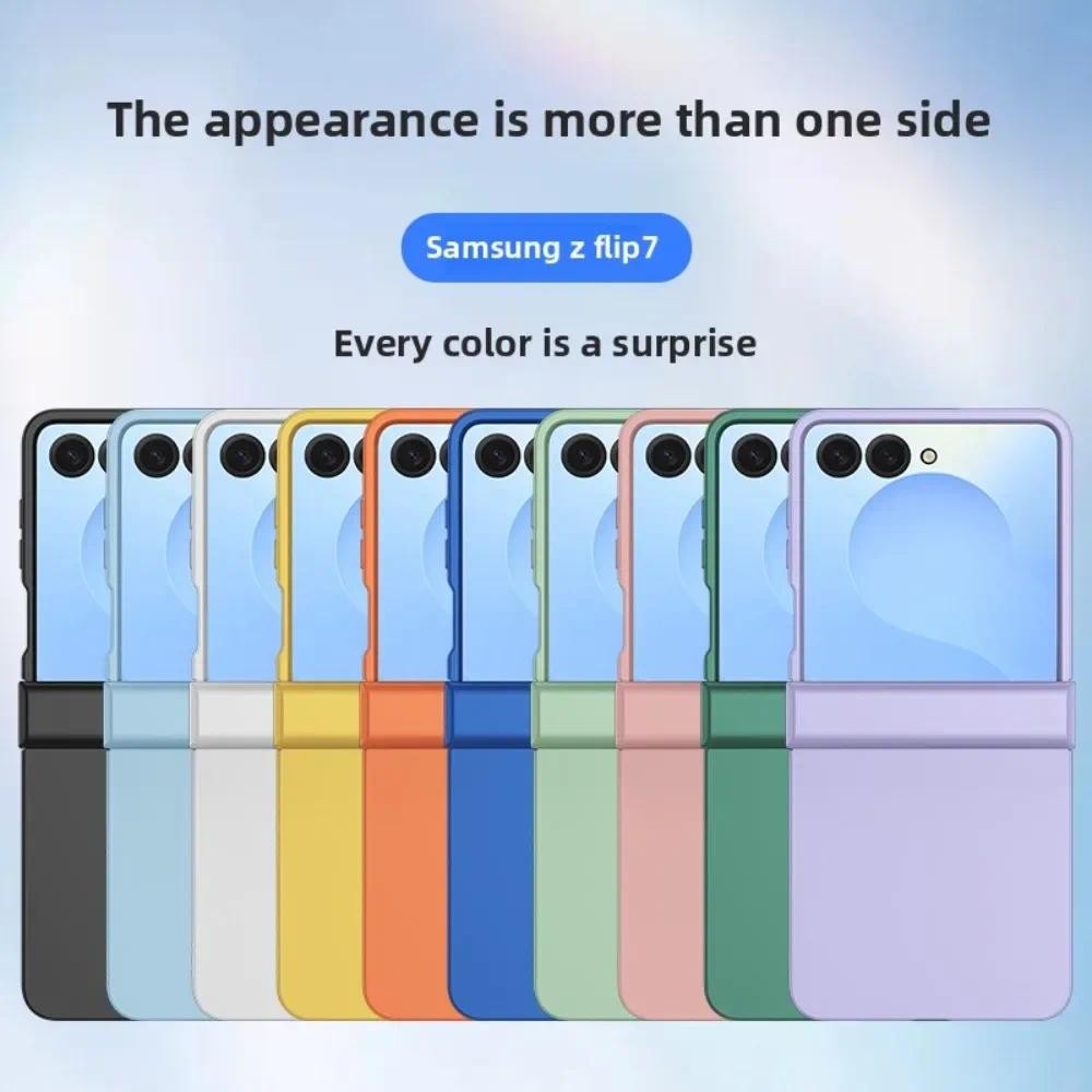 Ốp Lưng Điện Thoại Samsung Z Flip 7 6 5 4 3 Flip7 Flip6 Flip5 Bản Lề Bảo Vệ Màu Trơn Bọc Hoàn Toàn Da Cảm Giác