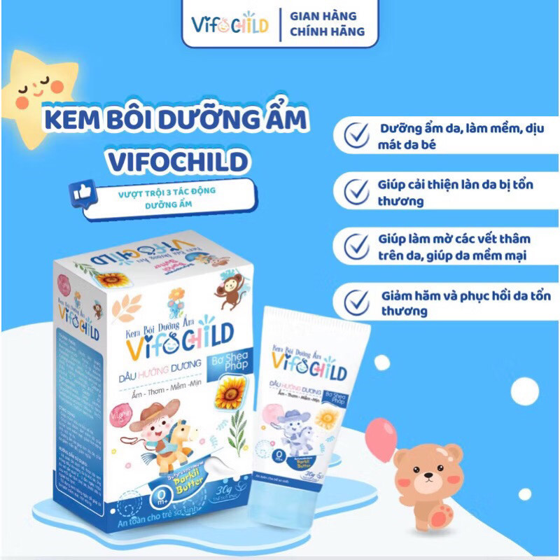 Kem bôi dưỡng ẩm VIFOCHILD 30g Ngăn ngừa viêm ngứa Giảm hăm cho bé Baby 3