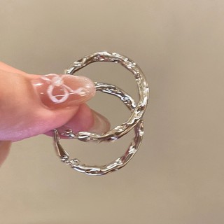 Bông tai hình học kim loại mạ vàng thật kim loại khí chất bông tai gió lạnh