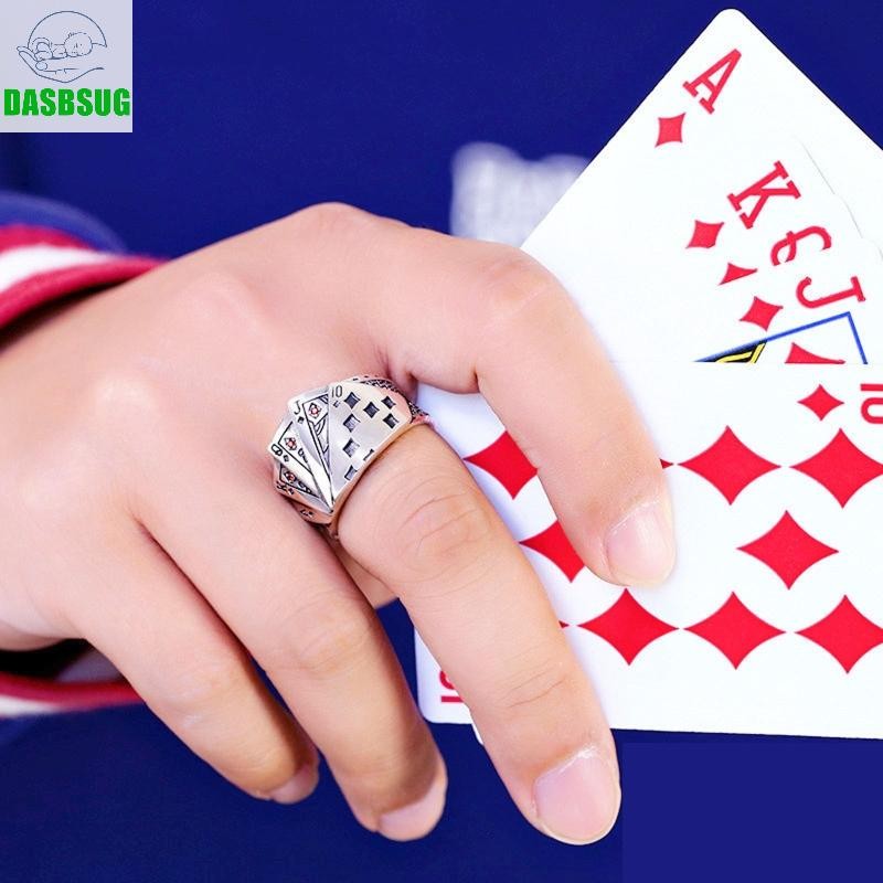 Dasbsug Nhẫn Có Thể Điều Chỉnh Hip Hop Lucky Spade Band Ring Tối Giản Trang Sức Quà Tặng Cho Nữ