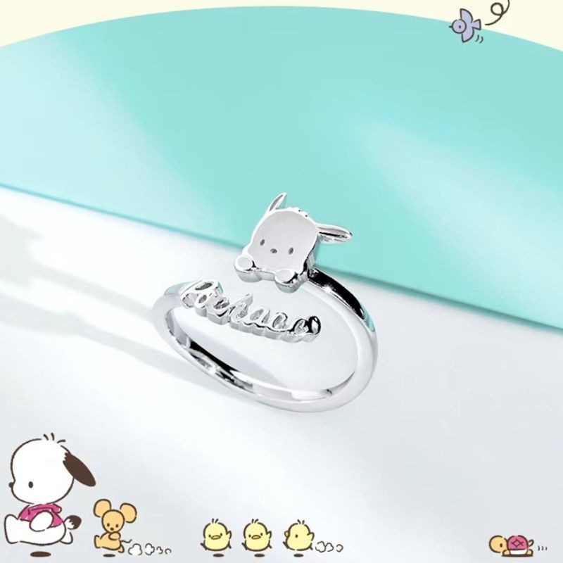 Sanrio Series Pacha Dog Letter Open Ring Dễ Thương Dễ Thương Vui Nhộn Hoạt Hình Niche Tinh Tế Đơn Giản Quà Tặng Sinh Nhật