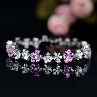 Châu Âu Mỹ ins Phong Cách Mới Zircon Hồng Kim Cương Hoa Anh Đào Vòng Tay Nữ