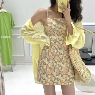 Hoa Ngọt Ngào Hàng Ngày Mỏng Đơn Giản Sling Preppy Phong Cách Đầm Dễ Thương Mỏng Hơn Nhìn Phù Hợp Với Cô Gái Nóng Váy Ngắn Cô Gái Cô Gái