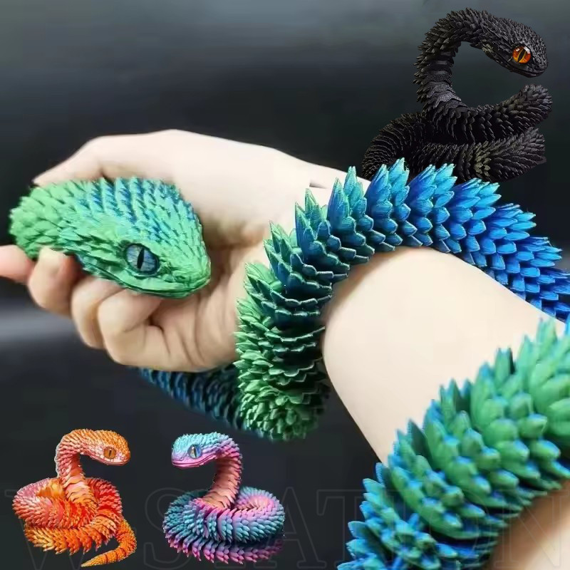 Con rắn thực tế in 3D - Hình đồ chơi Fidget khớp di động - Đồ trang trí ...