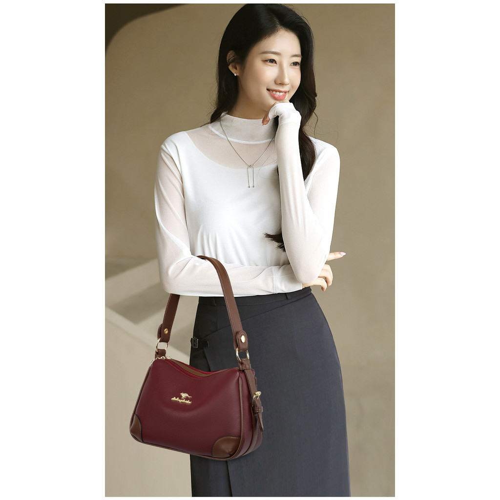 Thời trang Kangaroo New Mom Túi xách nữ Túi đeo vai bằng da mềm dung tích lớn