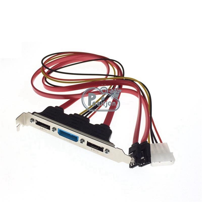 Pc DIY SATA sang ESATA và 4Pin IDE Molex Power PCI Bracket Khe cắm cáp Cấu hình toàn chiều cao cho ổ cứng gắn ngoài