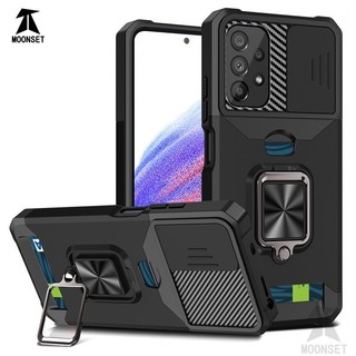 Dành Cho Samsung A53 5G Ốp Lưng Có Trượt Camera Bao Đựng Thẻ Vòng Chân Đế Chịu Lực Bảo Vệ Mỏng Bao Da