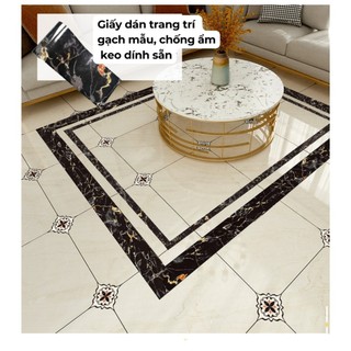 Bộ 36 miếng dán sàn nhà BUNA miếng dán hoa văn nhựa PVC chống thấm nước, keo chỉ kẻ gạch