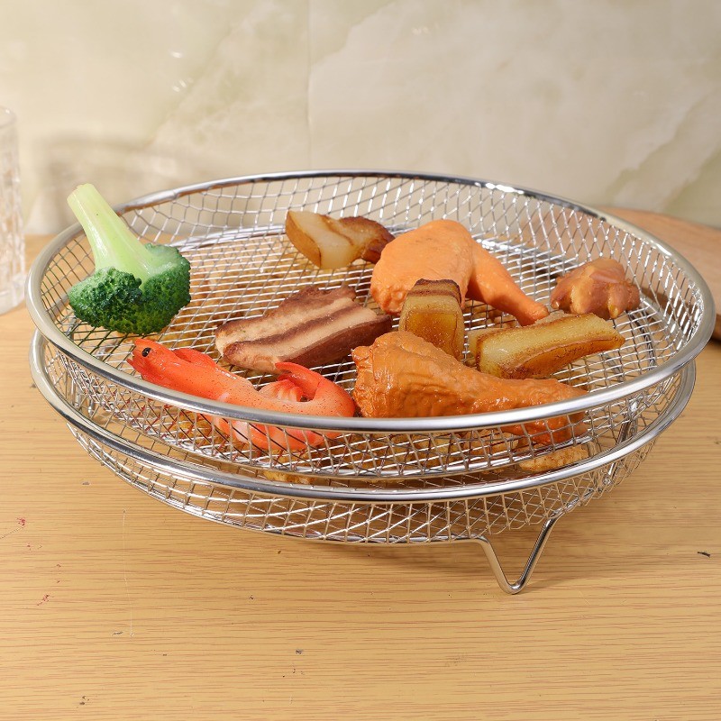 Bộ nướng bánh nồi chiên không khí chuyên nghiệp - Chảo thép không gỉ tròn có tay cầm chống trượt