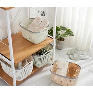 Rổ nhựa đan mây, giỏ nhựa đan mấy nhựa Việt Nhật gọn nhẹ có quai xách