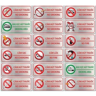 Biển cấm hút thuốc, bảng no smoking dán tường, biển cấm thuốc lá in UV trên Alu sắt nét