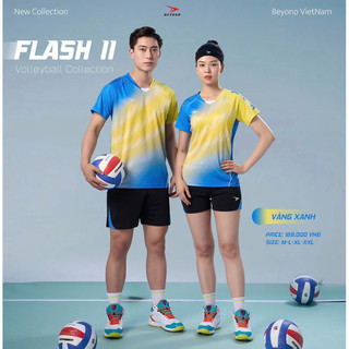 Bộ quần áo bóng chuyền nam nữ Beyono Flash 2 hoạ tiết loang màu siêu đẹp, tay phối độc đáo, chất vải mềm mịn thoáng mát