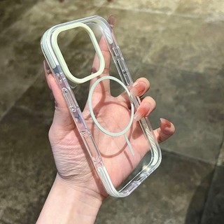 Ốp điện thoại hút từ tính khung màu nâng cao cho iPhone16 15 14 13 12 Pro Max bảo vệ camera chống sốc chống rơi mặt sau cứng