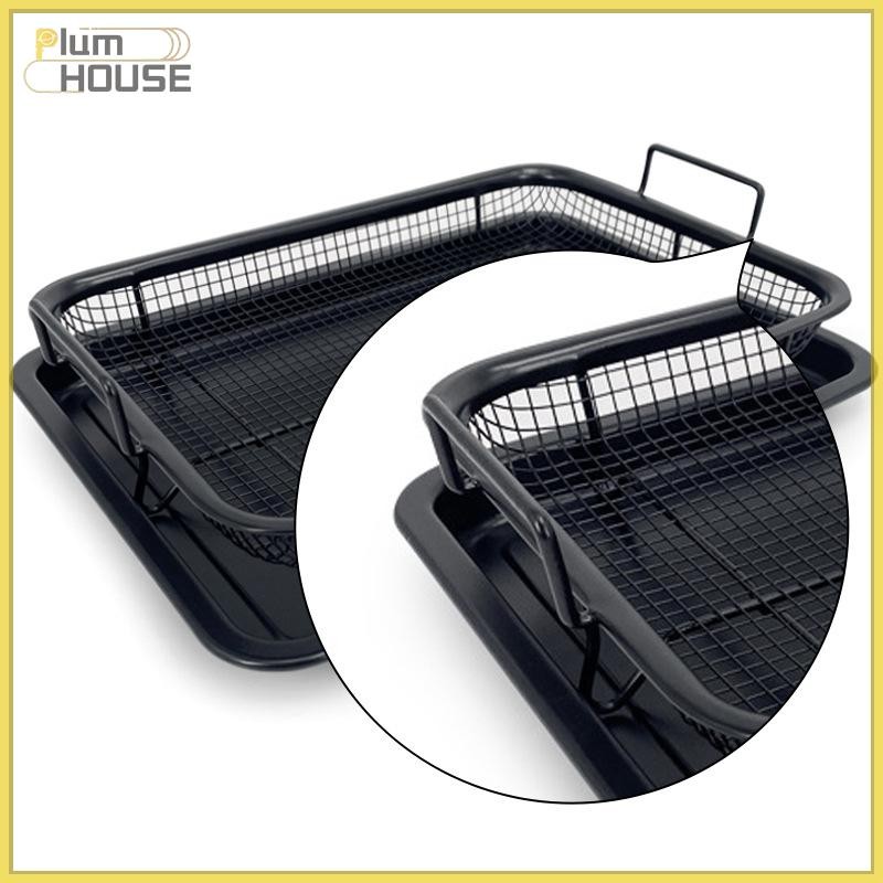 Khay nướng dầu inox chống dính PlumHOUSE, chảo/đĩa lưới vuông, dùng cho chiên, bánh