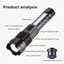 Đèn pin LED siêu sáng DONOVANQQ, chiếu xa zoom laser, sạc lại, bền bỉ, dùng khẩn cấp ngoài trời
