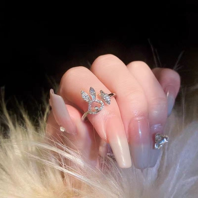Zircon Thỏ Củ Cải Nhẫn Trái Tim Phong Cách Sang Trọng Với Ánh Sáng Đặc Biệt Size 25.6.28