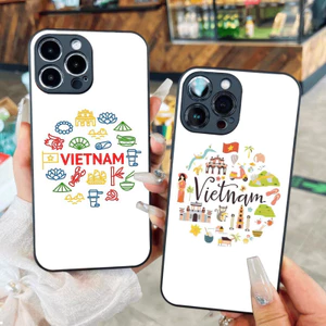 Ốp Kính Việt Nam Với Biểu Tượng Du Lịch Và Văn Hóa, Thiết Kế Tròn, Cờ Đỏ Và Ngôi Sao Vàng Cho iPhone 16 17.35 14 13