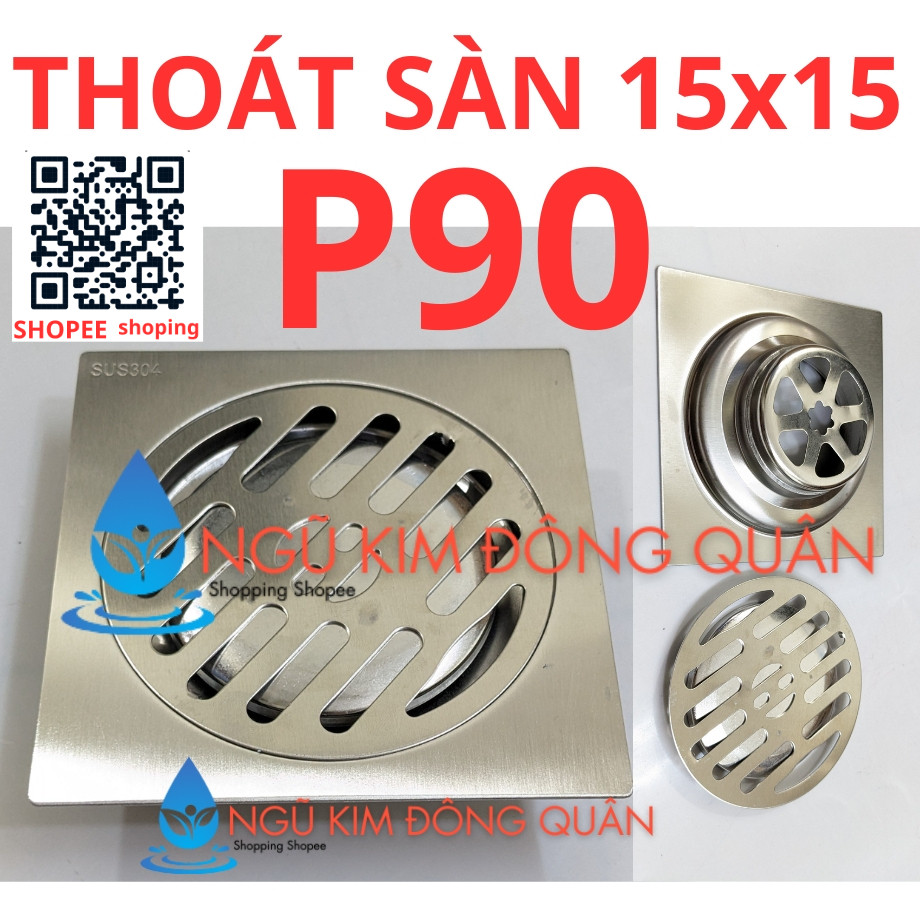 Phễu Thoát sàn, lược rác, hố ga phi 60,90 inox 304, Thoát sàn 15x15 phi ...