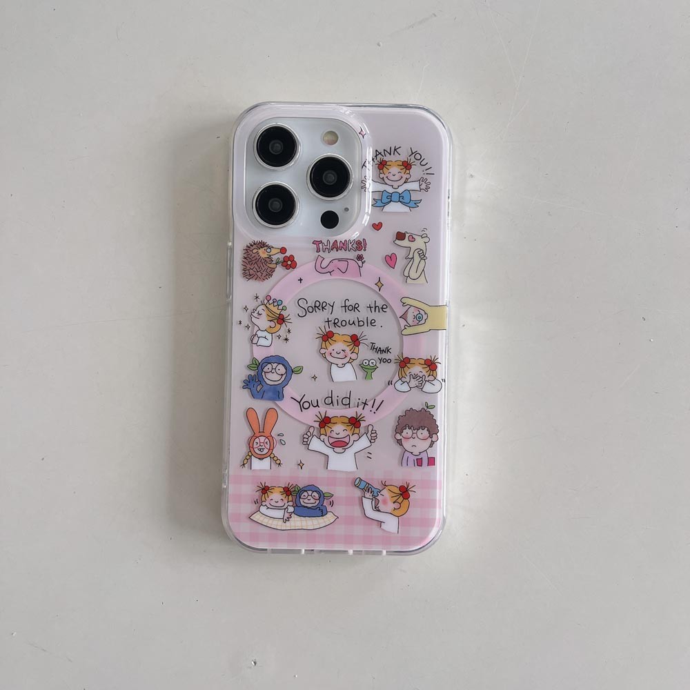 Ốp Lưng Cứng Tương Thích Với iPhone 13 14 14Pro 14ProMax 15 15Pro 15ProMax 16 16Pro 16ProMax Ốp Nam Châm Họa Tiết Sốt Coco Hồng