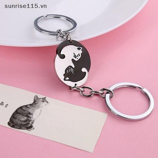 Ssvn 1 túi Móc khóa màu đen dễ thương Chắp vá Trái tim tròn Cặp đôi Ba lô bằng thép không gỉ Móc khóa ô tô Móc khóa vòng trang sức.