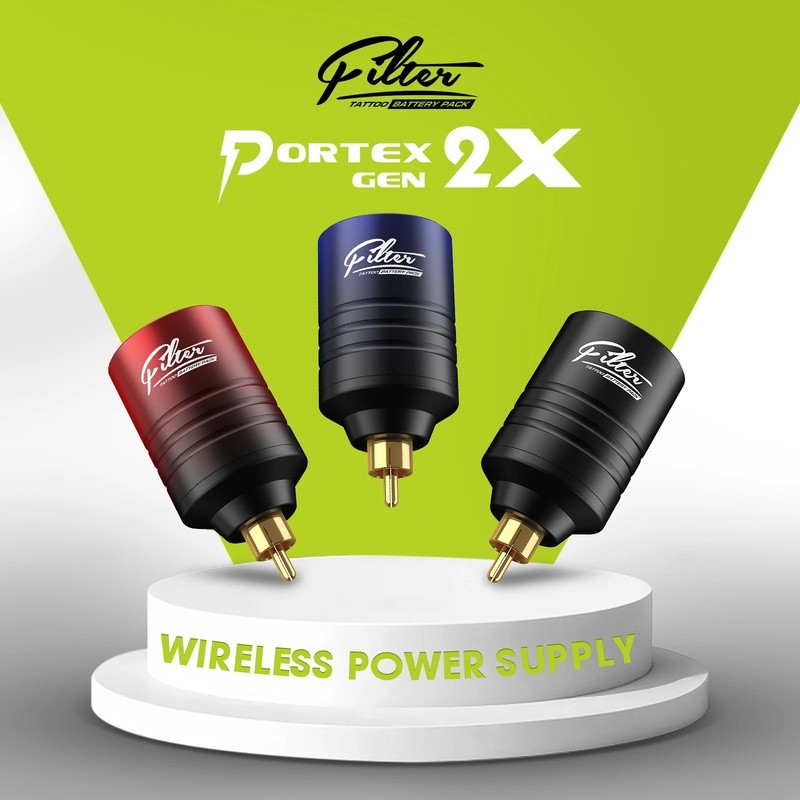 Bộ lọc Portex Gen2X Bộ pin hình xăm Bộ nguồn không dây cho đầu nối RCA Máy xăm 1300mAh