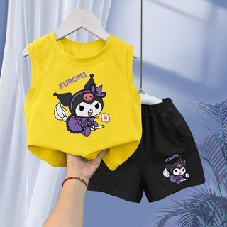 Bộ áo và quần short xe tăng mùa hè cho bé gái Kuromi 2025 Trang phục nhẹ không tay cho trẻ em
