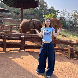 áo baby tee ôm body màu xanh dương kiểu dáng cute hàn quốc đẹp Eleclassm  áo thun local brand