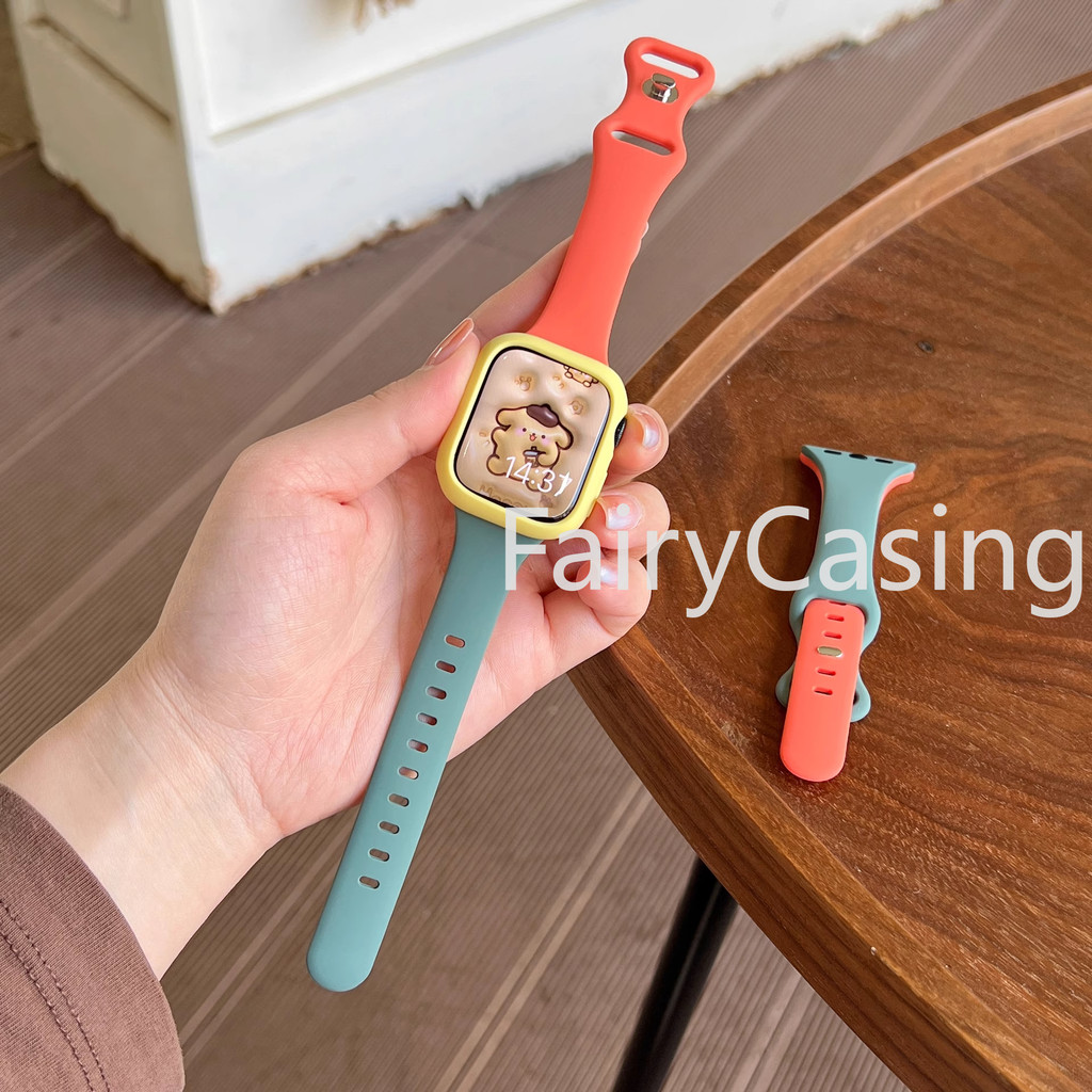 Ốp lưng Candy Color S11 S11 + Dây đeo silicon mỏng S11 cho Iwatch 49mm 44mm 40mm 45mm 41mm 42mm 46mm Vòng đeo tay thể thao cho Apple Watch Series 8 7 Se 4 5 6 9 10 Ultra 2