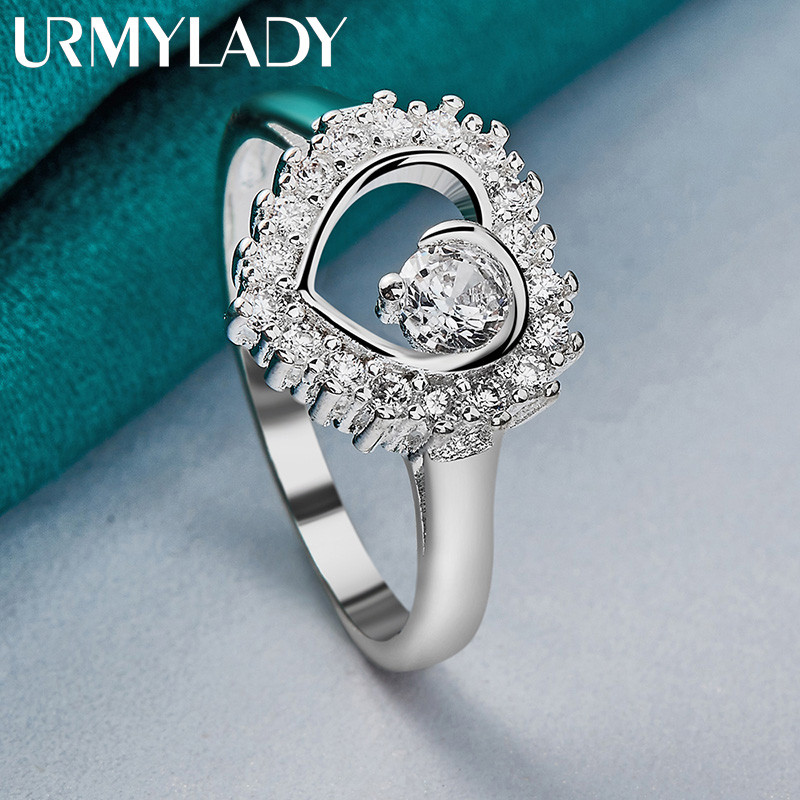 URMYLADY Bạc 925 Tình Yêu Zircon 7-10 # Nhẫn Dành Cho Nữ Người Yêu Cưới Thời Trang Quyến Rũ Trang Sức