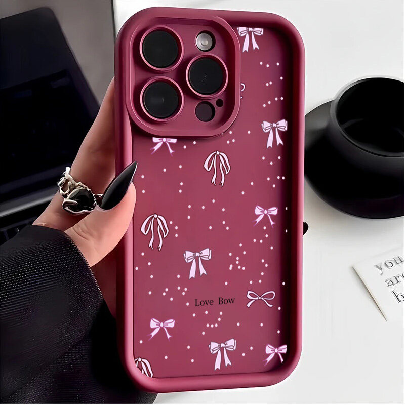 Ốp Nơ Màu Hồng Dễ Thương Dành Cho Samsung Galaxy M34 M31 M51 M30S M23 M20 M11 M15 J4 J6 Plus J8 A10 A01 A02 S20 Ultra Cover Họa Tiết Silicon Mềm Bảo Vệ Camera Hoạt Hình