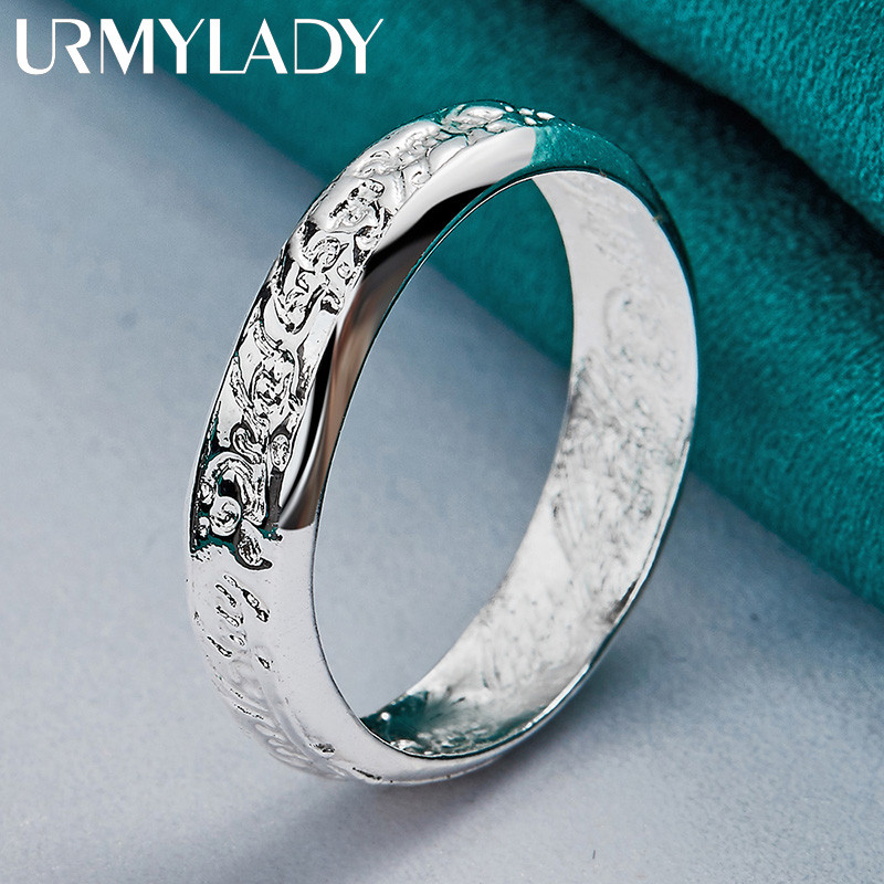 URMYLADY Bạc 925 Văn Bản Khắc 7-10 # Nhẫn Nữ Tiệc Cưới Thời Trang Quyến Rũ Trang Sức
