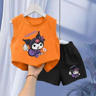 Bộ áo và quần short xe tăng mùa hè cho bé gái Kuromi 2025 Trang phục nhẹ không tay cho trẻ em