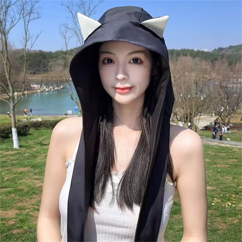 Mũ chống nắng thoáng khí bầu trời với mũ túi thiết kế quỷ độc đáo để du lịch và mặc hàng ngày