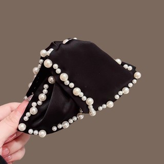 MAUROPOLI [Sẵn Sàng] Kẹp Tóc Ngọc Trai Satin Cao Cấp Nữ Phong Cách Mới Tính Khí Thời Trang Tam Giác Kẹp Lưng Đầu Lớn Tóc Cá Mập Kẹp