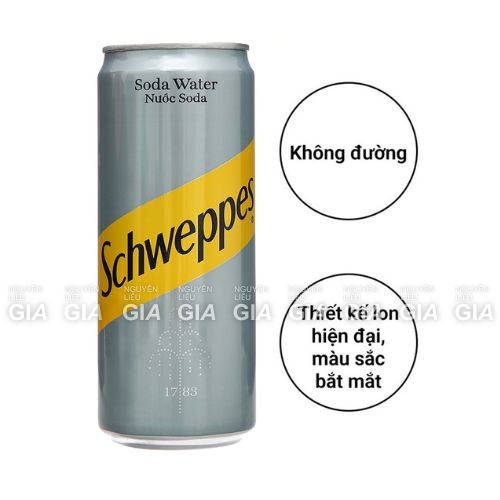 Soda Schweppes không đường lon 330ml - dùng pha chế