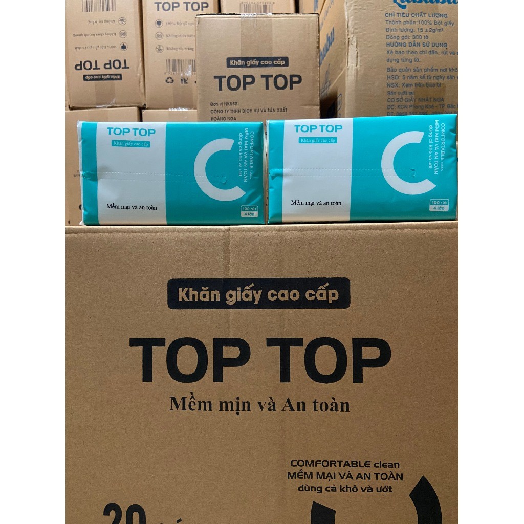 Giấy ăn rút lụa gói lớn Top Top gói 100 rút 4 lớp siêu dai và không bị bụi giấy bản to