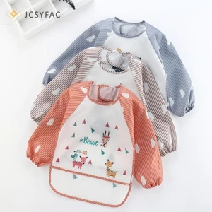 Jcsyfac Mới Cho Bé Trẻ Em Tập Đi Dài Tay Nghệ Thuật Chống Thấm Nước Smock Ăn Yếm Tạp Dề Túi Mới