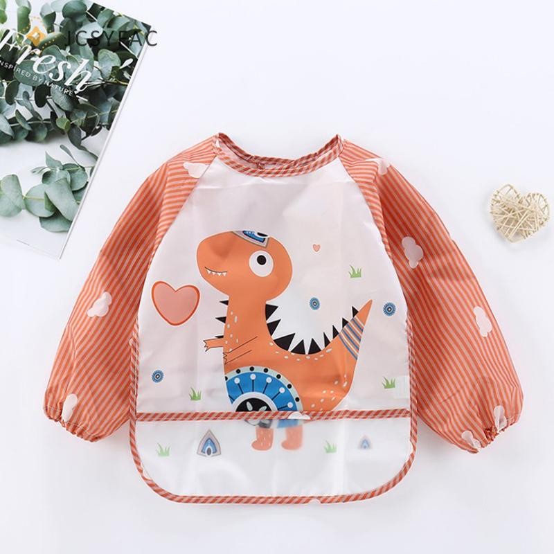 Jcsyfac Mới Cho Bé Trẻ Em Tập Đi Dài Tay Nghệ Thuật Chống Thấm Nước Smock Ăn Yếm Tạp Dề Túi Mới