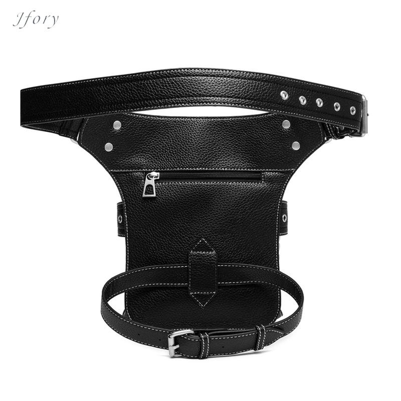 Jfory Túi đeo thắt lưng bằng da PU Fanny Pack Chân đùi Ví Gothic Daypack Dây đeo có thể điều chỉnh vai Steampunk cho xe đạp đi bộ đường dài Lady