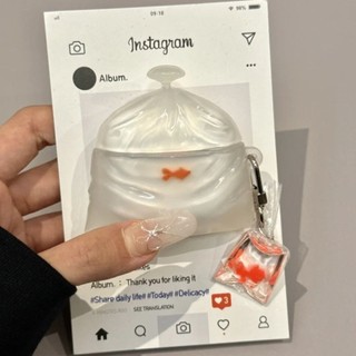 [620 Lời khen ngợi của mọi người] Túi đựng rác trong suốt Mặt dây chuyền cá vàng cho AirPods 3 Vỏ tai nghe AirPods Pro2 chống rơi AirPods 2