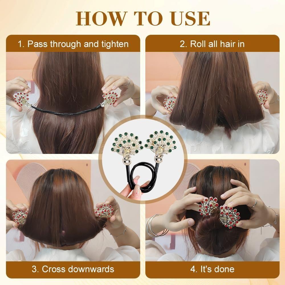 TRACEILLOIAN Hair Bun Maker Twist, Dễ dàng chụp nhanh hình con công Kiểu tóc xoắn, Mũ nón thanh lịch cuộn Dụng cụ uốn tóc Phụ nữ