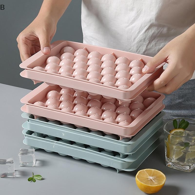 B & N 1 Khay Tròn 3D Có Nắp Nhựa Hình Cầu Phong Cách Đá Khuôn DIY Khuôn Làm Đá Dụng Cụ Nhà Bếp.