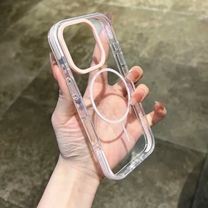 Ốp điện thoại hút từ tính khung màu nâng cao cho iPhone16 15 14 13 12 Pro Max bảo vệ camera chống sốc chống rơi mặt sau cứng
