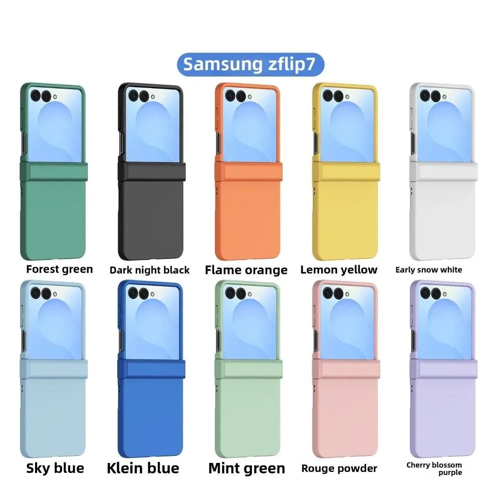 Ốp Lưng Điện Thoại Samsung Z Flip 7 6 5 4 3 Flip7 Flip6 Flip5 Bản Lề Bảo Vệ Màu Trơn Bọc Hoàn Toàn Da Cảm Giác