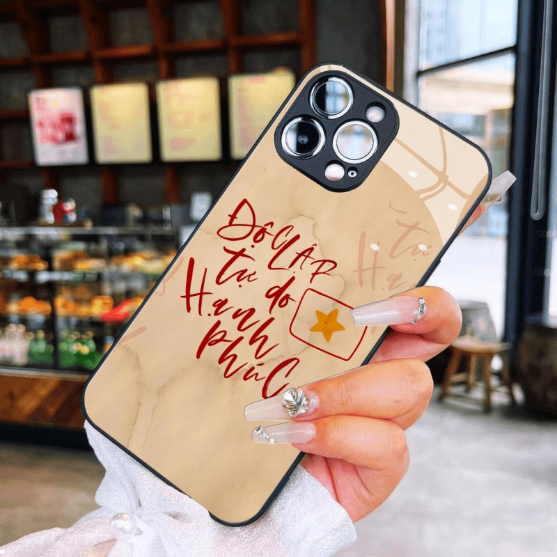 Ốp Kính Hạnh Phúc Tự Do Độc Lập Việt Nam 30 4 2 9 Cờ Đỏ Ngôi Sao Vàng Cho iPhone 16 17,15 14 13 12 11 8 7 6 6s 6p 7p 8p 6g