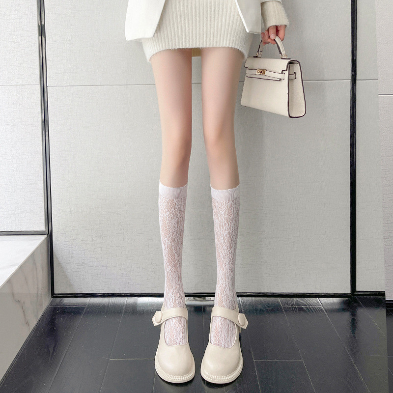 🔥Còn hàng🔥Tất ren lolita bắp chân  tất trắng, tất dài đến giữa bắp chân nữ jk