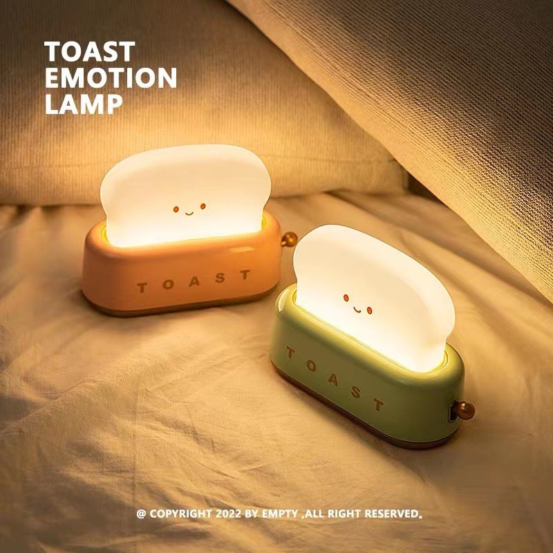 Máy Bánh Mì Đèn Ngủ Sáng Tạo Sạc USB Làm Mờ Đèn Để Bàn Đèn Led Đèn Ngủ Thời Gian Đèn Ngủ