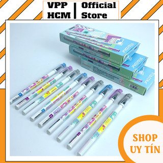 Hộp 12 cây Bút bi gel mực xóa được 0.5 mm GP105E nắp đậy, thân trắng